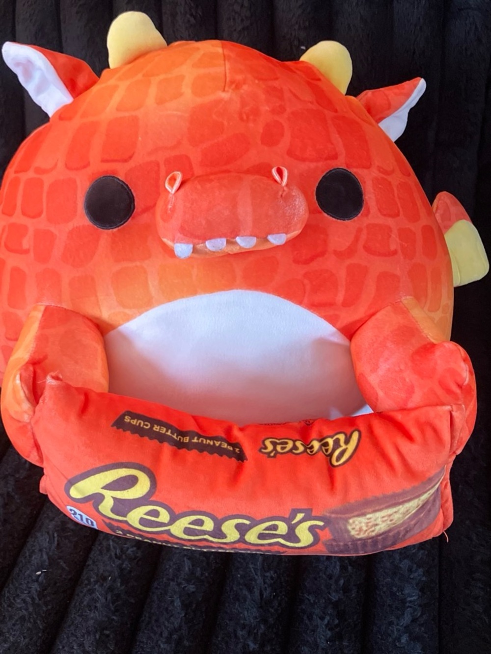 Reese's Orange Dragon Plush Pet Bed - Orange